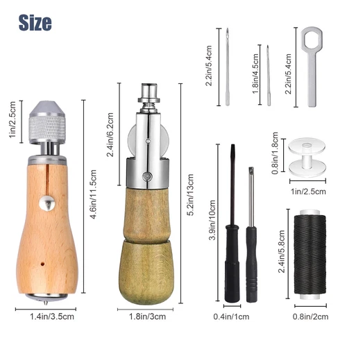 Leather Sewing Kit With Hand Speedy Sewing Stitcher Awl Waxed Thread Repair Tool - Picture 2 of 17