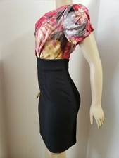 Suzi Chin for Maggy Boutique Red  Black Silk Floral Sheath Dress Sz 6 NEW
