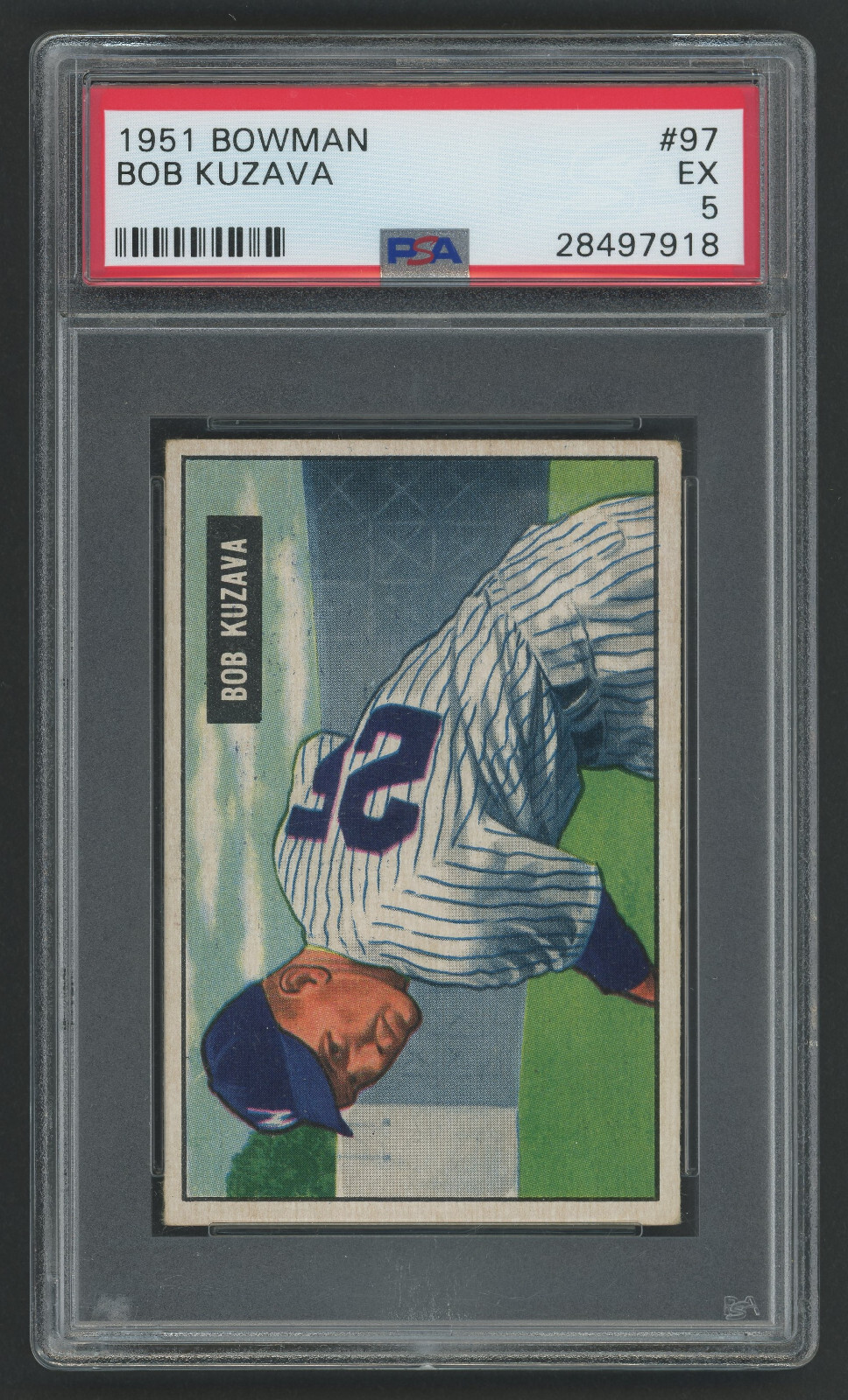 1951 Bowman #97 Bob Kuzava Washington Senators Vintage Baseball Card PSA 5 view 3