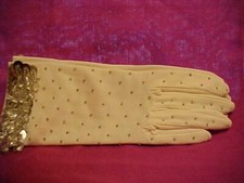 Wrist Length Dress Gloves Dress Up, Church, Formal - White W SEQUINS BUGLE BEADS