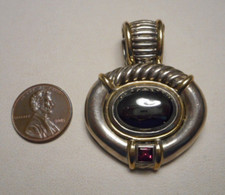 David Yurman Sterling Hematite  Garnet Pendant w 14K Accents 22.3g