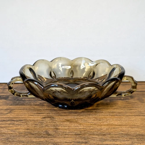 Vintage - 1970s Anchor Hocking Fairfield 5½" Bowl, Smokey Brown Glass Candy Dish