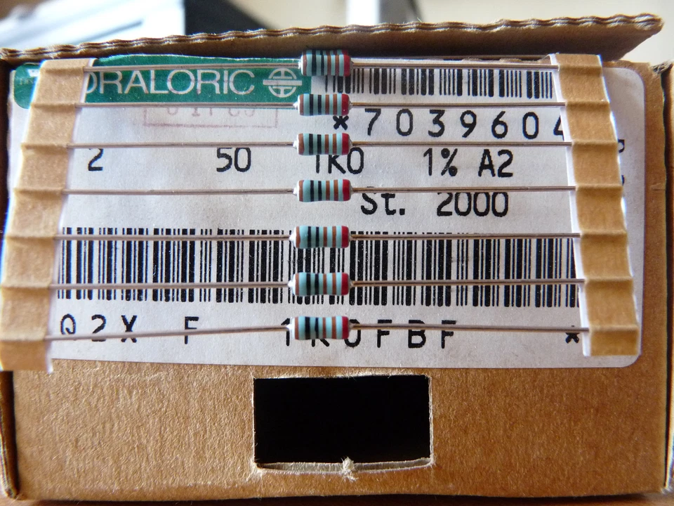 10x Vishay Draloric MK2 Résistance Couche Métal 1K 0.6W 1% 50ppm