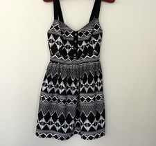 SALE! American Rag Cie Womens Sun Dress Black White Stretch Adjust Straps Size M