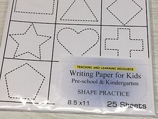 Writing Paper for Kids - SHAPE PRACTICE - 11X 8.5 in, 20 lb, 25 sheets