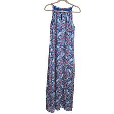 Old Navy Womens Floral Maxi Dress Size M Polyester Blue & Red birds pattern dres