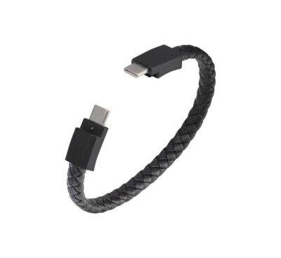 Bracelet Braided Faux Leather Type-C to Type-C Fast Charging/Data Great Gift