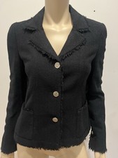 CHANEL 04P BLACK CC LOGO BUTTON JACKET BLAZER FR42 US10