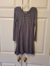 Girl Deux Par Deux Gray Sequin Bubble Long Sleeve Pockets Dress Size 7