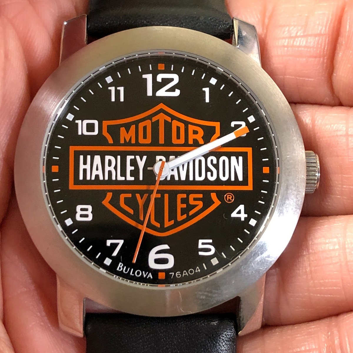 Bulova Harley Davidson Men 76A04 Dress Leather Quartz Analog