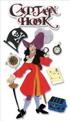DISNEY DIMENSIONAL STICKERS ''CAPTAIN HOOK''  2011 BY EK SUCCESS OUT  OF THE VAULT