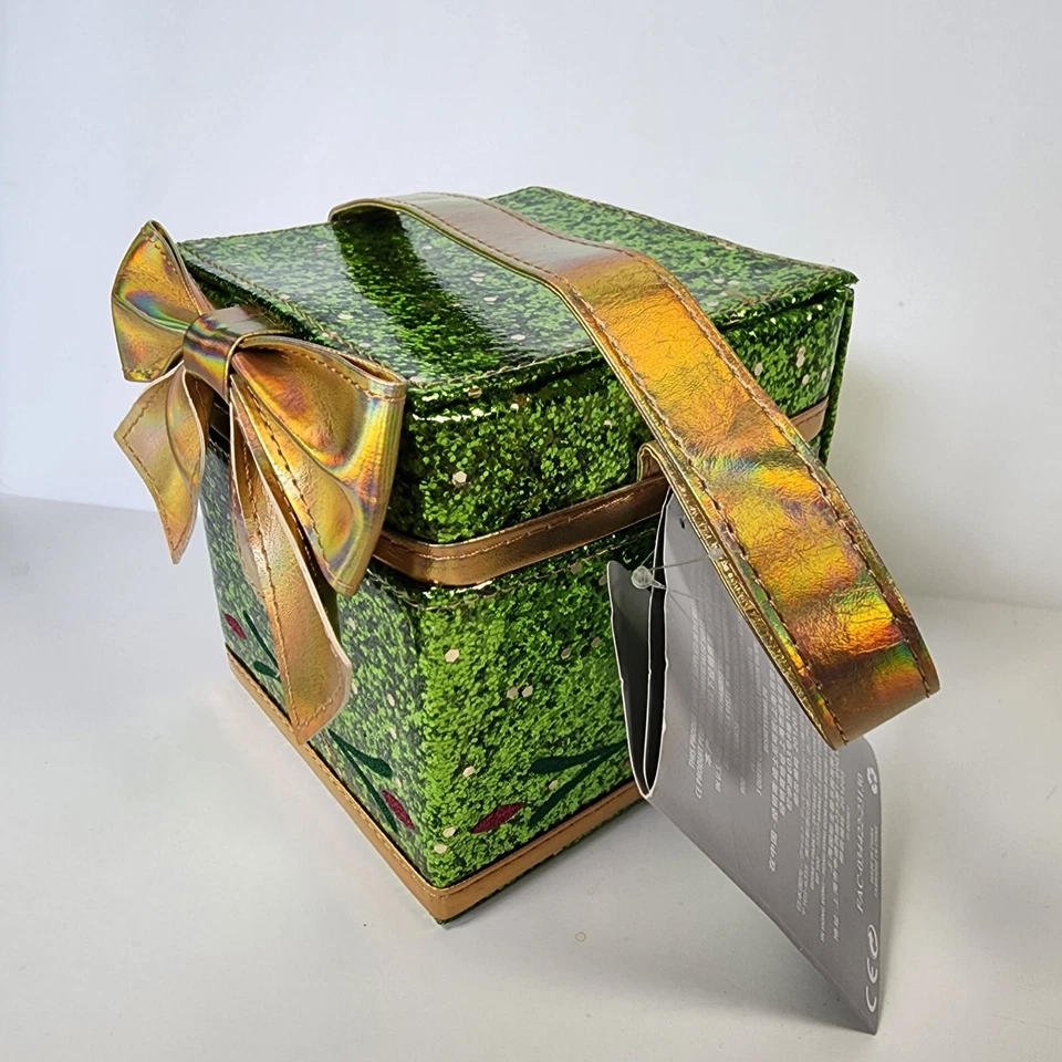 Bolso de Mano Caja Pequeña Borde Dorado Brillante Verde Parques Disney Present Foto 4 de 4