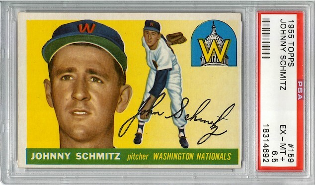 Johnny's - M 1955 Topps #159 Johnny Schmitz PSA 6.5 Nationals | eBay
