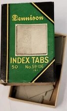 Vintage Dennison Index Tabs No.59-106 (6)  (w/13 index tabs)  Box good condition