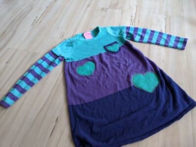 Design History Girls Purple Blue Long Sleeve Sweater Dress Striped Hearts  Size 5 | eBay