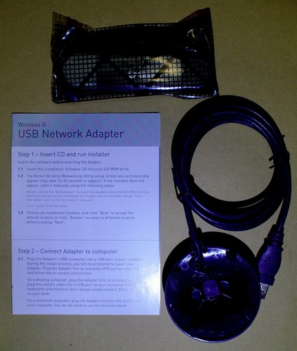 Adattatore di rete USB portatile 54 Mbps vintage Belkin Wireless G WiFi F5D7050 senza scatola - Foto 3 di 4