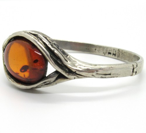 PERLI Armreif 835er Silber Bernstein 60s 70s Vintage Silver Bracelet Amber - Bild 3 von 5