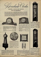 1957 PAPER AD Herschede Clocks Grandfather Hall Floor Banjo Wall