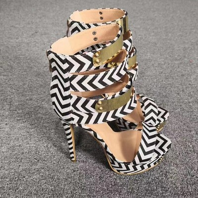 black striped sandals