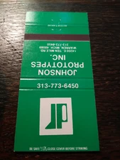 Vintage Matchcover: Johnson Prototypes, Inc., Warren, MI  EE