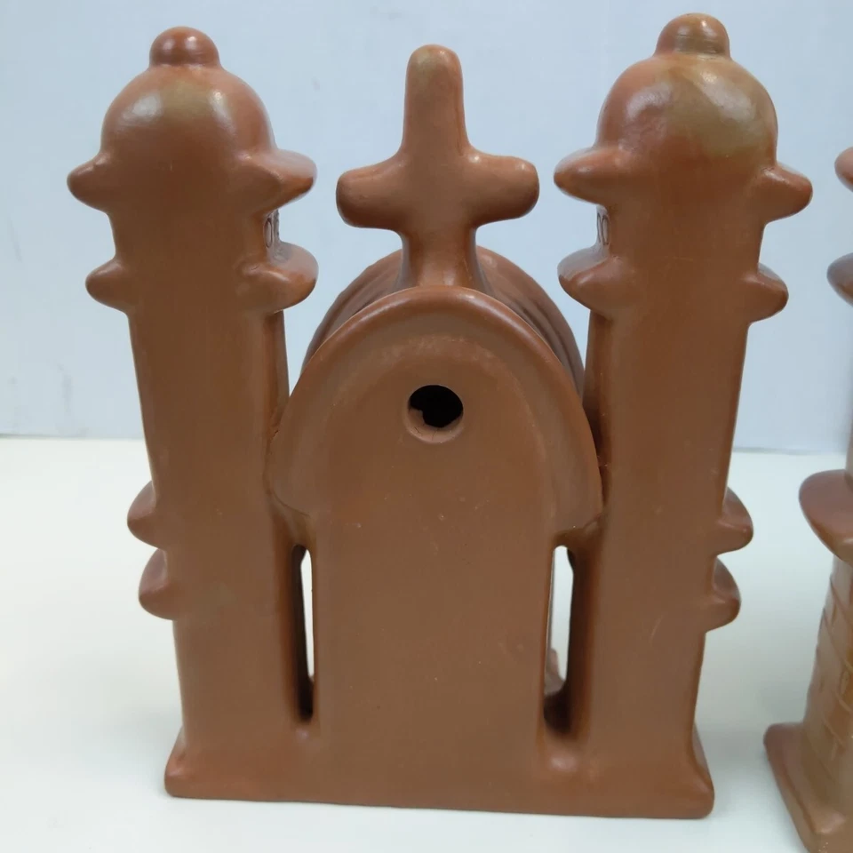 Juego de 2 estatuillas de iglesia de misión de terracota decoración rústica del hogar del suroeste Foto 4 de 4