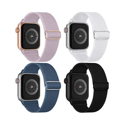 Stretchy Nylon Solo Loop Bands Compatible with Apple Watch 38mm 40mm 41mm, Ad...