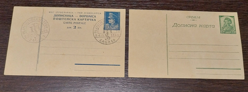 Yugoslavia 1940s Serbia, two diff. postal stationery cards, both unused