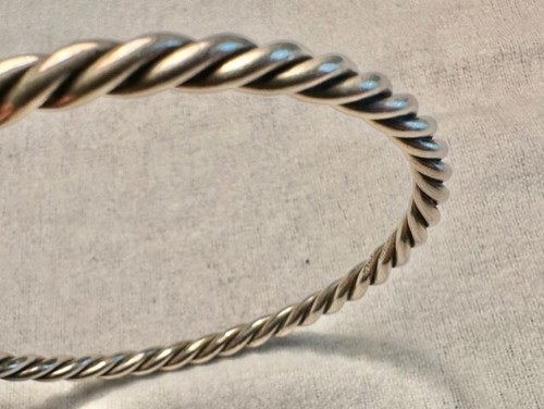 ORA Sterling Silver Round twisted braided Rope Pattern Bangle Bracelet TX301 - Picture 3 of 9
