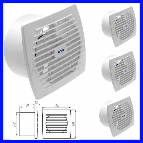 Kanlux 6" Inch 150mm Kitchen Toilet Extractor Fan Pull Cord Adjustable