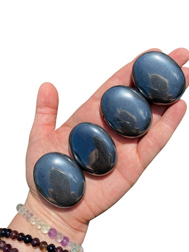 Hematite Palm Stone - Polished Stone Oval, Natural Hematite from Brazil - Picture 7 of 7
