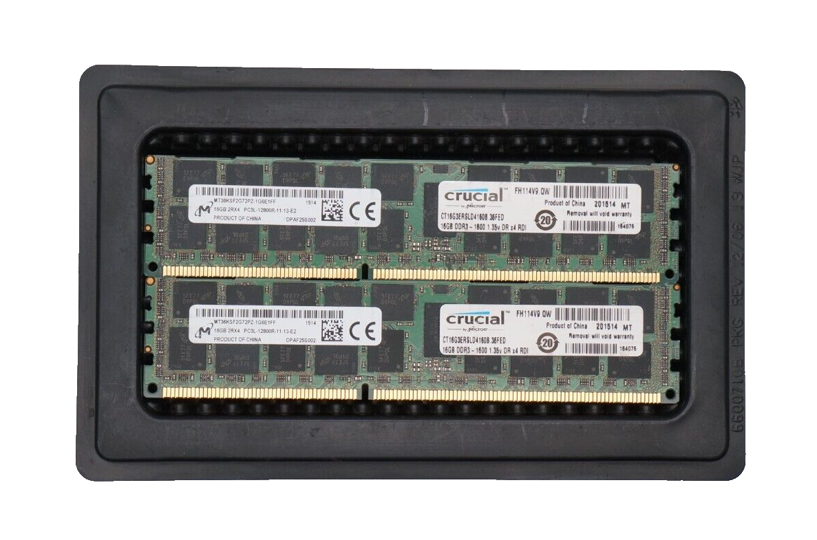 Micron 32GB (16GB X 2) 2RX4 PC3L-12800R DDR3 ECC Server Memory | eBay