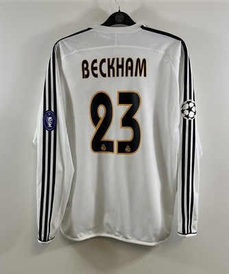 Real Madrid Beckham 23 L/S Home Football Shirt 2003/04 Adults