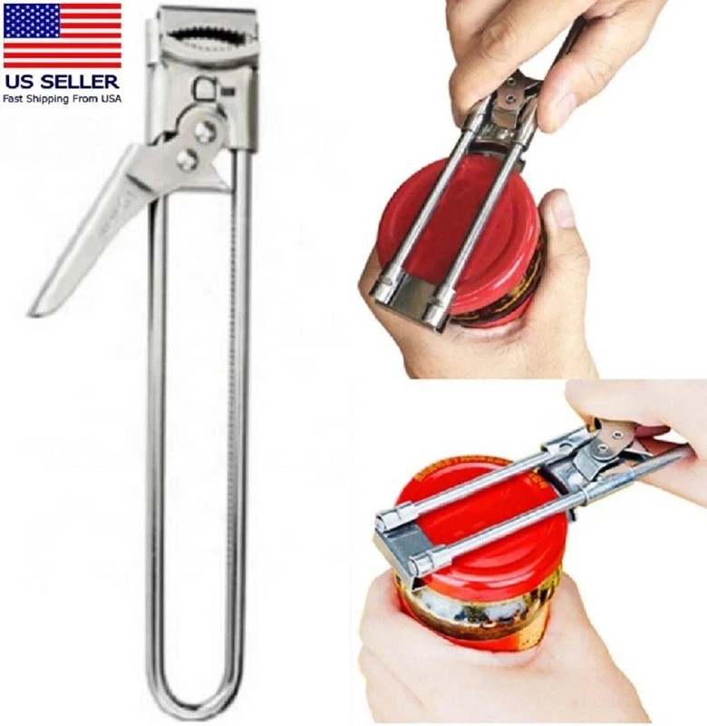 1Pc Stainless Steel Can Opener Adjustable Jar Lid Gripper Tool Multifunctional