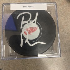 Bob Rouse Autograph Signed Detroit Red Wings Hockey Puck