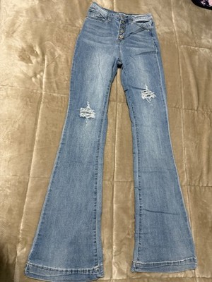 YMI Womens Jeans Size 3/26 High Rise Flare Collection Raw Distressed Hem - READ