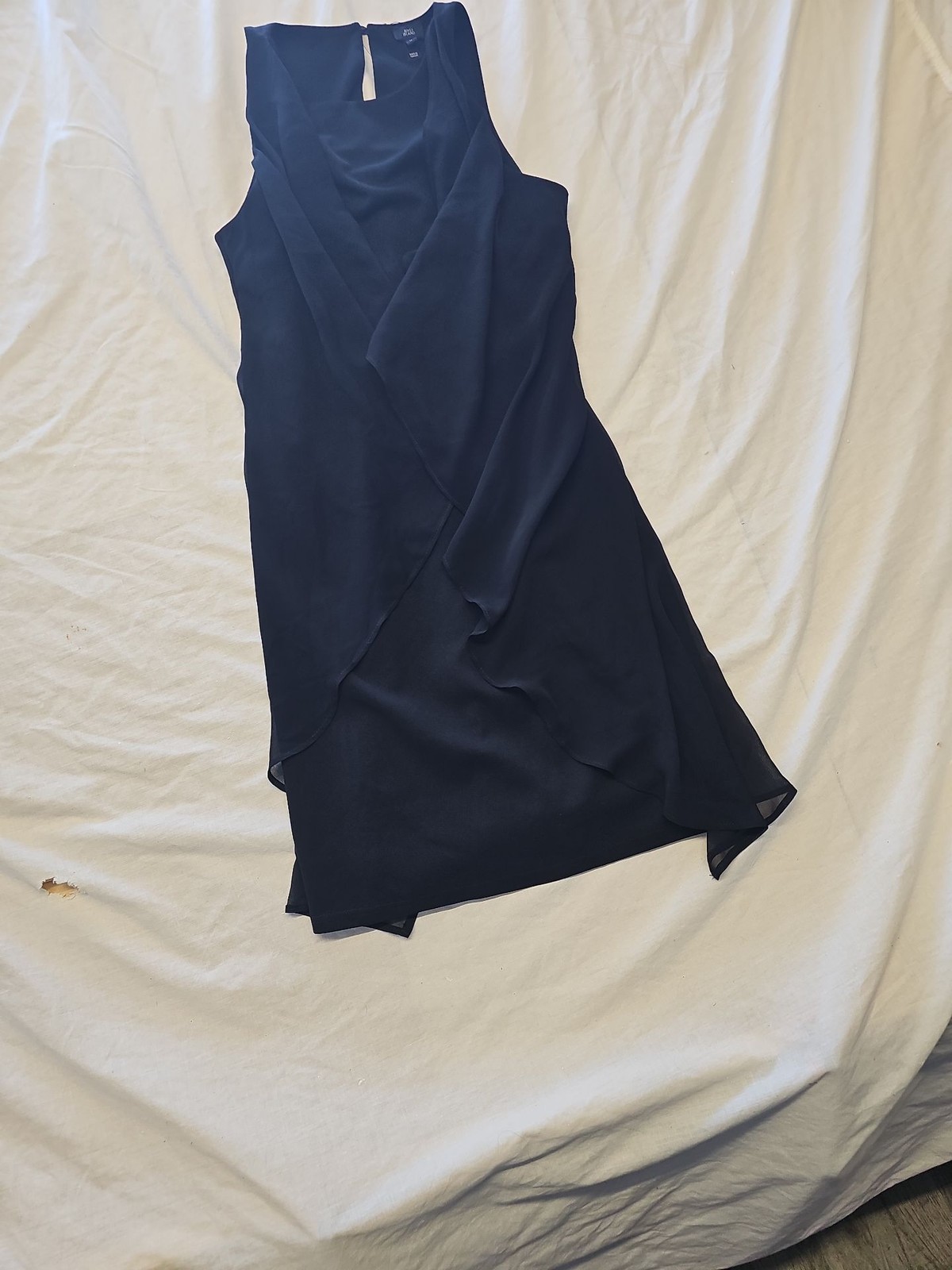 River Island Black Sleeveless Draped Chiffon Mini Dress UK10 PP178 image 3