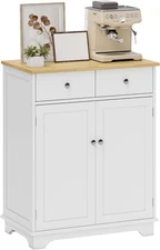 HOMCOM Sideboard Buffet Cabinet with Solid Wood Countertop, Modern Kitchen Stora