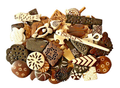 Water Buffalo Bone, Asst, Pendants or Beads, 36+ Pcs, 1'' to 2'', Etched or Carved