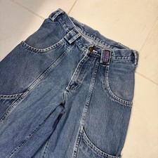 Vintage Kikwear Y2K Wide Leg Raver Jeans Seam Curve Panel Denim - Size 28 x 39"