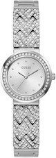 Reloj Guess Treasure de cuarzo con esfera plateada para dama - GW0476L1 NUEVO