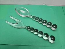 Imperial Candlewick Glass Salad Fork & Spoon Serving Set