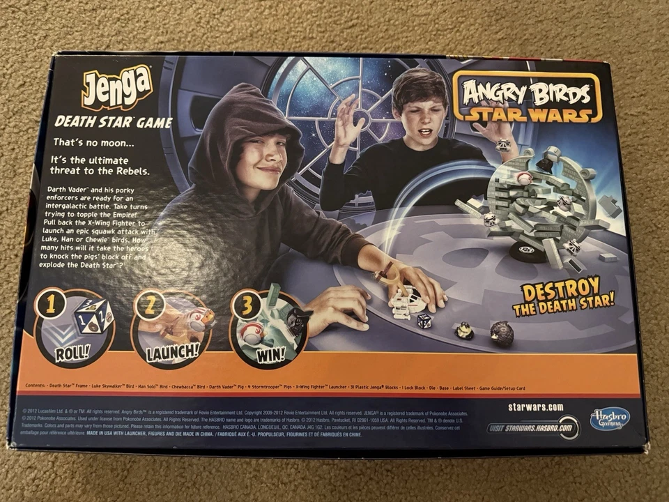 Jenga Angry Birds Star Wars Death Star Game 2012 Hasbro **COMPLETE** - Image 3 of 3