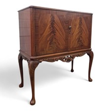 Queen Anne Style Drinks Cabinet Cocktail Mahogany Cabriole Legs Antique Style
