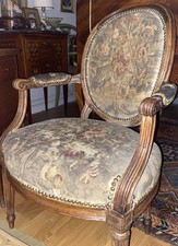 PAIRE FAUTEUiL CABRIOLET LOUIS XVI  EPOQUE XVIIIe EN BOIS TAPISSERIE Ancienne