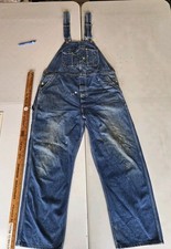Vtg Distressed KEY Imperial Denim Bib Overalls Carpenter Workwear Blue Jeans