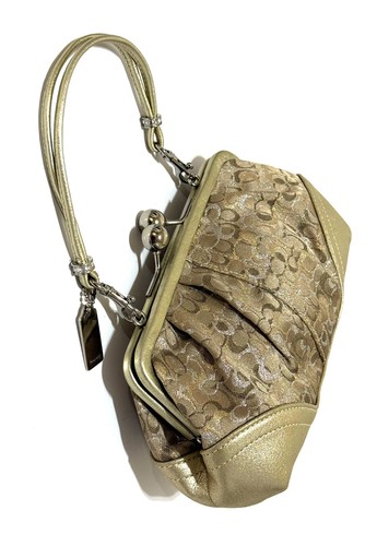 MINT COACH LTD ED Y2K LUREX GOLD CHENILLE KISSLOCK FRAMED EVENING BAG 3597 RARE! - Picture 9 of 22