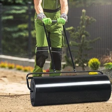 36" x 54" Cylindrical Lawn Roller Heavy-Duty Steel Push/Pull Sod Roller Black
