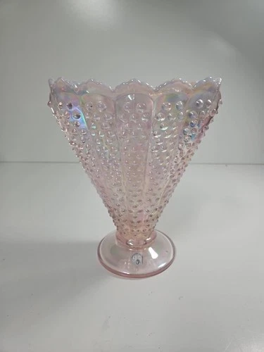 Fenton Glass 95th Anniversary Frosted Pink Hobnail Vase