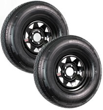 2-Pack Radial Trailer Tire Rim ST205/75R14 14 In. LRD 5 Lug Black Spoke Wheel