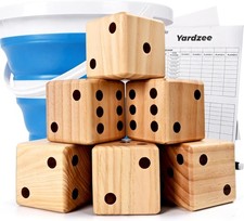 Ropoda 3.5" Giant Wooden Yard Dice Set for Outdoor Fun, Barbeque, Party Events